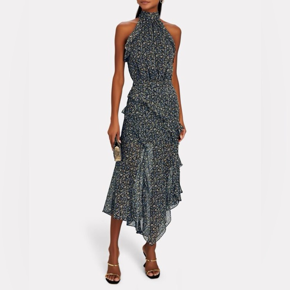 Veronica Beard Kailey Ruffled Chiffon Floral Dress